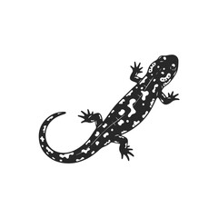 Naklejka premium Black and White Spotted Salamander Silhouette.