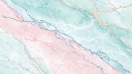 Naklejka premium Glossy marble surface in soft pastel shades of blue and pink with golden veins adding elegance and charm