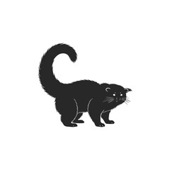 Obraz premium Black Silhouette of a Curious Cat.