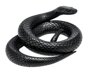  Intricate Black Snake Statue – Modern Decorative Art PNG