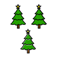Pair Of Christmas Trees With Star Topper