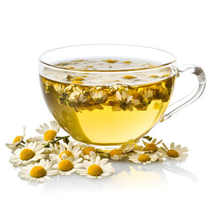 Soothing Herbal Infusion &ndash; Chamomile Tea with Floating Flowers