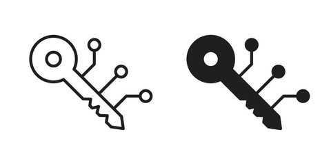 Digital key icon art in black and white