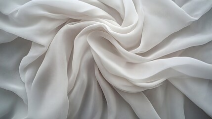 Obraz premium Elegant Still Life of Soft White Chiffon Fabric Swirls, Perfect for Ethereal Backgrounds and Designs