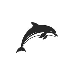 Fototapeta premium Silhouette of a leaping dolphin in black and white 1.