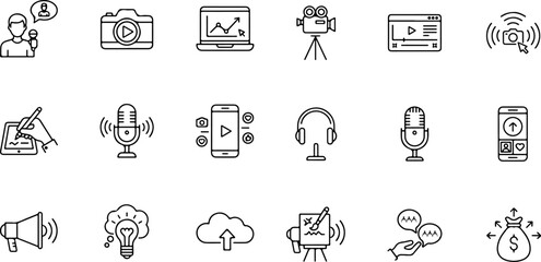 content creator icon set