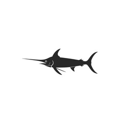 Silhouette of a Swordfish in Profile.