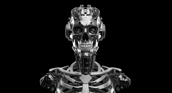 Futuristic Mechanical Android Skeleton