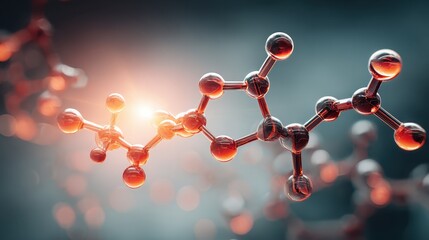 3D rendering of a molecule with connections and bright lighting