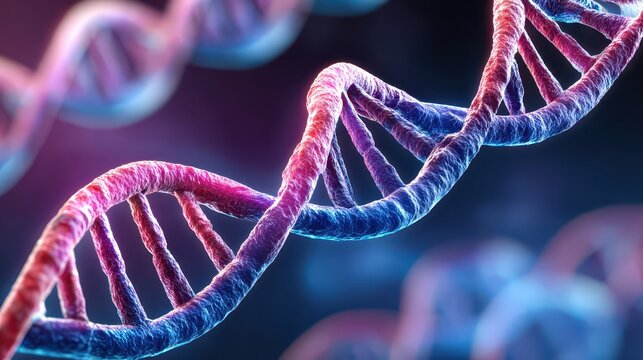 A colorful illustration of a DNA double helix structure - Powered by Adobe