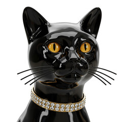 Plakat Elegant black cat statue with a diamond collar, radiating luxury and sophistication, a striking decorative accent for modern homes