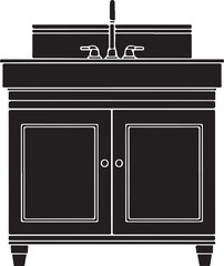 Vanity for bathroom silhouette,modern vanity icon, double sink silhouette