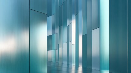 Modern Architectural Structure with Brushed Blue and Silver Panels