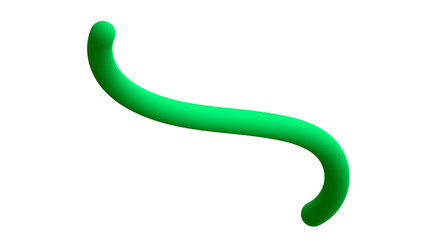 3D Green Curved Tube Shape on Black Background with Smooth Glossy Texture for Modern Digital Art, Futuristic Design, and Creative Graphic Projects