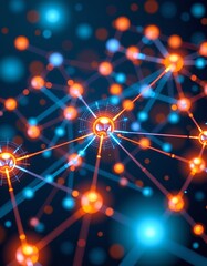 Futuristic Decentralized Network with Glowing Nodes and Neon Lines