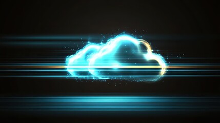 Glowing cloud illustrating cloud computing over dark background