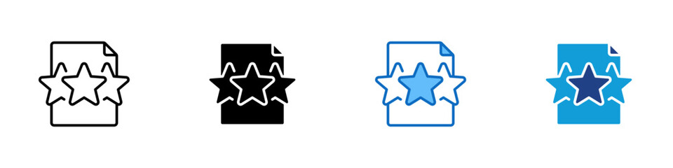 Star Rating Multiple Style Icon Design Vector - Paper with three stars, representing rating, feedback, or quality review