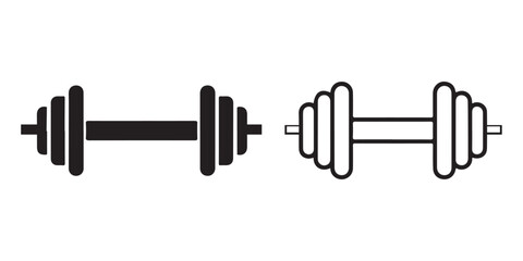 Dumbbell silhouette vector, Dumbbell weight vector, Gym dumbbell icon set