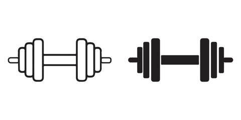 Dumbbell silhouette vector, Dumbbell weight vector, Gym dumbbell icon set
