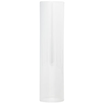 Clear glass cylinder on a white background.