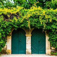 Green doors archway