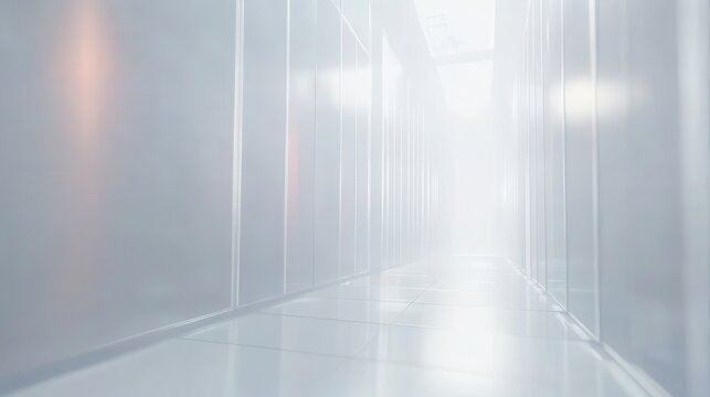 Empty Server Room Corridor with Bright Glowing Elements - Powered by Adobe