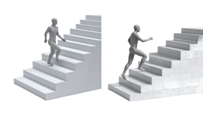 Professional Progress Collection – Two Human Climbing Perspectives Isolated on White Background