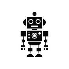 Simple black silhouette of a friendly robot character