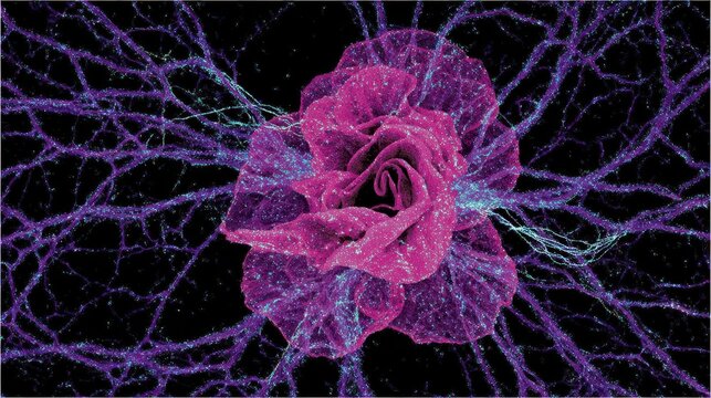 Abstract visualization of personalized cancer treatment with AI