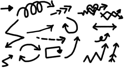 Black Arrow Icons on Transparent Background – Simple Direction Symbol for Navigation
