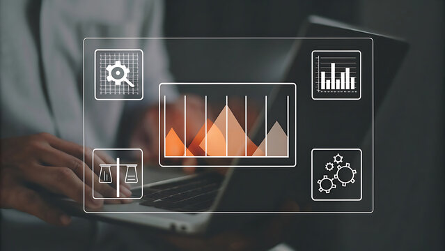 Laptop projecting holographic workflow optimization dashboard technology