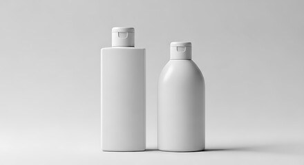 Two white cosmetic bottles isolated on white background