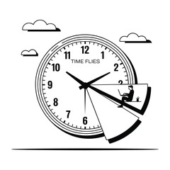 Clock with a slice removed representing time passing or lost