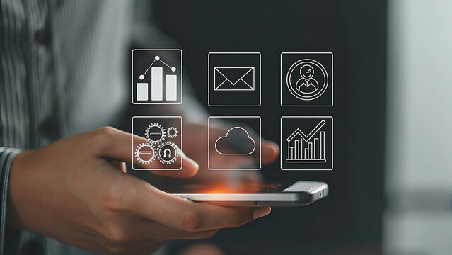 Smartphone glowing with holographic credit score analysis financial report - Powered by Adobe