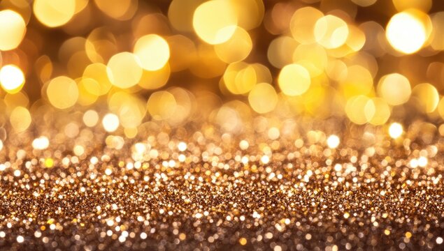 Shimmering gold glitter with out-of-focus lights above - Powered by Adobe