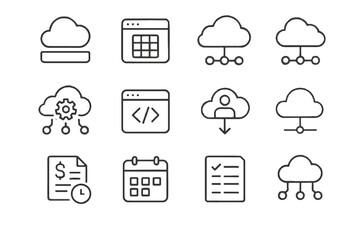 Fototapeta premium Rack vector cloud subscription integration dashboard saas plan billing icon services