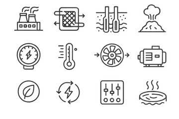 Arrows geothermal heat vector energy turbine icons panel gauge icon flow steam