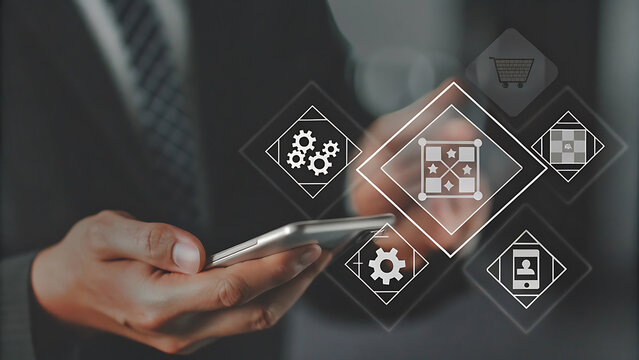 Smartphone showing holographic logistics cost optimization dashboard - Powered by Adobe