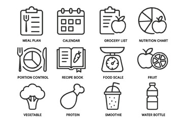 Icon protein calendar food fruit planning icons vector smoothie list chart diet