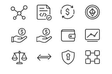Fototapeta premium Balance decentralized crypto icons money flow icon token network vector finance lending