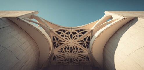 Intricate vaulted ceiling architectural detail with symmetrical lattice work.