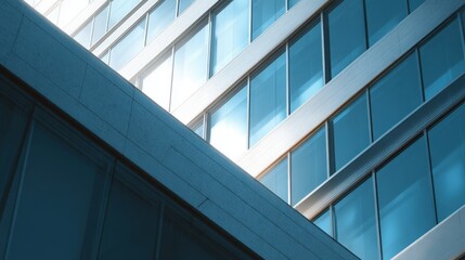 Dynamic View of Modern Business Architecture with Concrete and Glass Elements