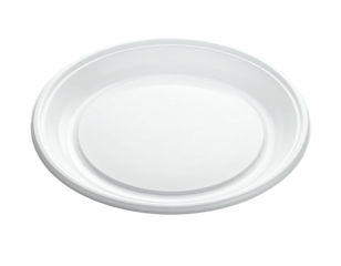 Top-down view of a white, oval, raised-edge dish on a black background