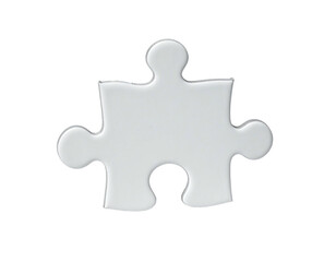 Fototapeta premium Single white puzzle piece isolated against a solid black background