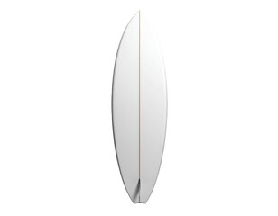 A white surfboard, centered and isolated against a black background, is shown