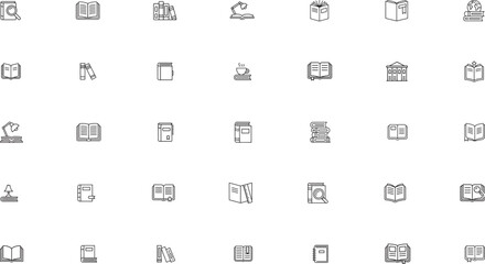 Fototapeta premium book thin line icons set. reading, library, knowledge. editable stroke. vector illustration