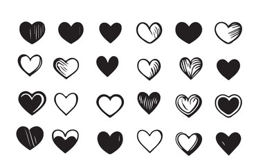 hand drawn heart hearts love valentines day doodle scribble vector illustration