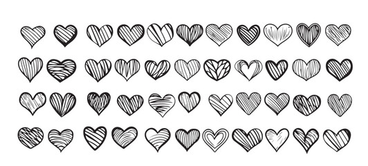 hand drawn heart hearts love valentines day doodle scribble vector illustration