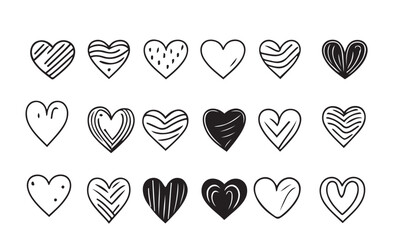 hand drawn heart hearts love valentines day doodle scribble vector illustration