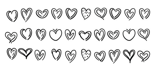 hand drawn heart hearts love valentines day doodle scribble vector illustration